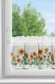 Dekorstudio Kuchynská záclonka HELIA zdobená kvetinovou potlačou a čipkou 150 X 30 cm