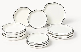 Súprava porcelánového riadu's vlnitým okrajom Bia, 4 osoby, 12 ks