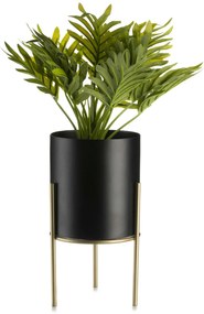 KOVOVÝ KVETINÁČ SO STOJANOM LOFT 20X12 CM ČIERNA/ZLATÁ