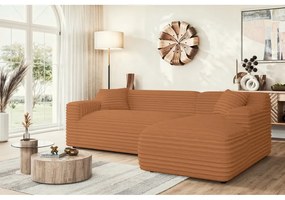 Menčestrová rohová pohovka v terakotovej farbe (pravý roh/s leňoškou) Martin – Ropez