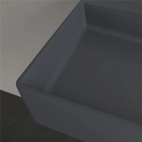 VILLEROY &amp; BOCH Memento 2.0 závesné umývadlo s dvomi otvormi, s prepadom, 1200 x 470 mm, Graphite, s povrchom CeramicPlus, 4A22C4I4