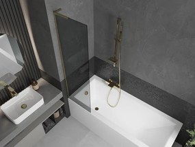 Mexen Next L, 1-krídlová vaňová zástena 50 x 150 cm, 6mm šedé sklo, zlatý lesklý profil, 895-050-000-03-40-50