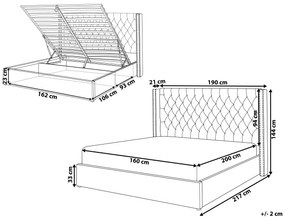 Zamatová posteľ s úložným priestorom 160 x 200 cm ružová LUBBON Beliani