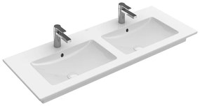 Villeroy & Boch Venticello - Dvojumývadlo na skrinku 1300x500 mm pre dve 1-otvorové batérie, alpská biela 4111DL01