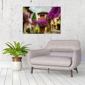 Sklenený obraz - Stredomorská lenivá ulička (70x50 cm)