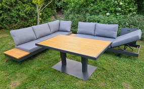 Multifunkčný nábytok MARCO s výškovo nastaviteľným stolom a tmavými poduškami