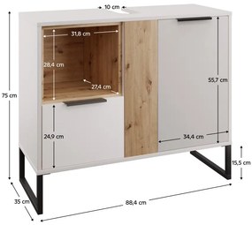 Skrinka pod umývadlo Cubin 03 (biela + dub artisan). Vlastná spoľahlivá doprava až k Vám domov. 1119512