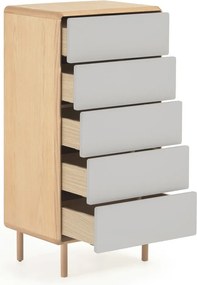 Sivá/v prírodnej farbe komoda v dekore jaseňa 60x117x42 cm Anielle – Kave Home