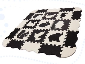 KIK Pymic Kontrast Panel Mat penová podložka puzzle 25 dielov 114 x 114 cm, čierna a ecru