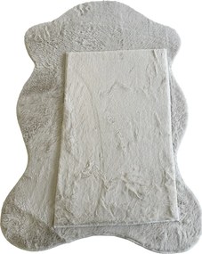 Puffy 060 White – biely obdĺžnikový koberec z Polyester Fur Rozmer: 40x60 cm