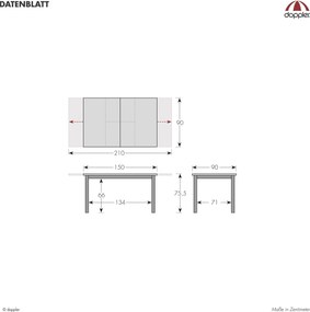 Doppler EXPERT WOOD - záhradný rozkladací hliníkový stôl 150/210 x 90 x 75 cm - 2. akosť (N593)