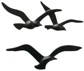 Kovová dekorácia na stenu Black Bird 13x35 cm + 12x40 cm