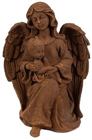 Dekoratívna hrdzavá figúrka anjel držiaci dieťa - 13*11*18 cm