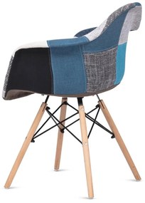 Autronic -  Jedálenská stolička CT-768 PW2 látka patchwork, drevené nohy, masív prírodný buk