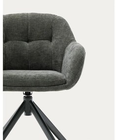 Tmavozelené čalúnené jedálenské kreslo s podrúčkami Dorina – Kave Home