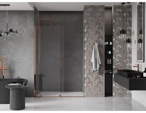 Mexen Velar, posuvné dvere do otvoru 130x200 cm, 8mm číre sklo, ružové zlato, 871-130-000-01-60