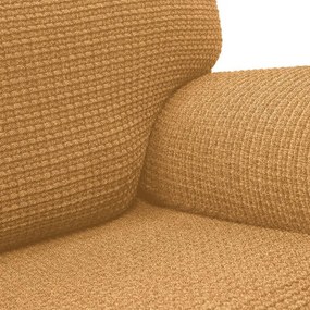 Super strečové poťahy RUBINIA zlatá rohová sedačka (š. 340 - 540 cm)