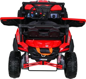 Ramiz Elektrická bugina UTV-MX pre deti červená + pohon 4x4 + diaľkové ovládanie + LED a audio + úložný priestor + EVA + pomalý štart