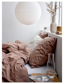 Hnedé predĺžené obliečky na dvojlôžko z bavlneného perkálu 200x220 cm Crisp – Södahl