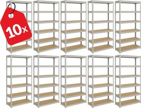 Akcia 10x Regál 220x100x40 cm pozinkovaný 6-policový, nosnosť 1050 kg