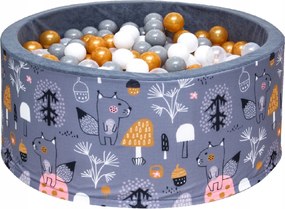Detský molitanový bazénik VEVERIČKA + 200 guličiek - šedý