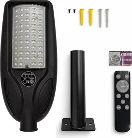 LED stmievateľná solárna pouličná lampa so senzorom VENICE 50W/4000 mAh IP65 čierna + diaľkové ovládanie