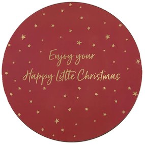 Červený servírovací tanier s hviezdičkami Happy Little Christmas - Ø 33*1 cm