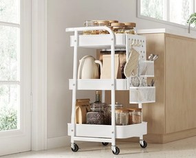 Pojízdný kuchyňský vozík Meshy bílý