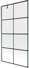 Mexen Next, 1-krídlová vaňová zástena 100 x 150 cm, 6mm číre sklo - čierny vzor, grafitová, 895-100-000-00-77-95
