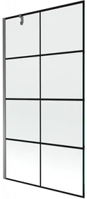 Mexen Next, 1-krídlová vaňová zástena 100 x 150 cm, 6mm číre sklo - čierny vzor, grafitová, 895-100-000-00-77-95