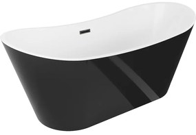 Mexen Montana, voľne stojaca vaňa 170 x 80 cm, biela-čierna, čierny matný prepad, 52011708075-70
