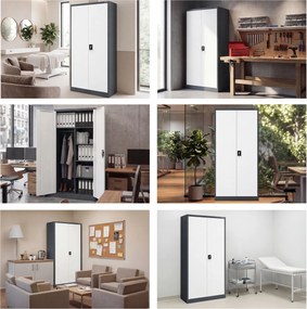 Uzamykateľná hospodárska skriňa antracitovo-biela DAWID 900 x 1850 x 450 mm