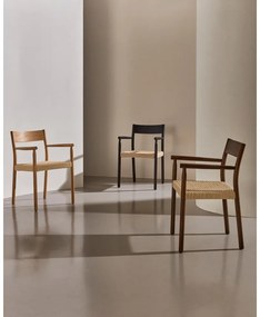 Čierna/v prírodnej farbe jedálenská stolička z dubového dreva Yalia – Kave Home