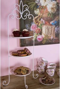 Biely antik kovový stojan na 3 taniere Etagere - 38*30*77 cm