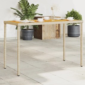 Záhradný stôl s akáciovou doskou béžový 115x54x74 cm polyratan 365078