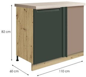 Skrinka do kuchyne Glamour 24d L Green Polička