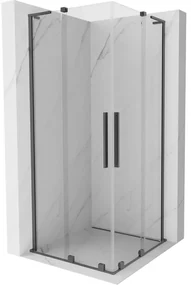 Mexen Velar L Duo, sprchový kút s posuvnými dverami 90 x 90 cm, 8mm číre sklo, brúsený grafit, 871-090-090-02-03-95
