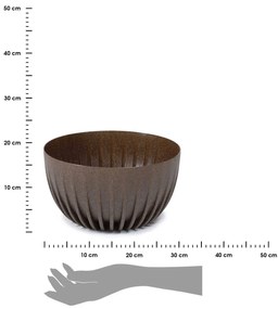 PLASTOVÝ KVETINÁČ STRIPPED ECO 16X30 CM TMAVOHNEDÁ