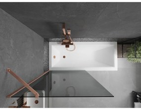 Mexen Next, 1-krídlová vaňová zástena 90 x 150 cm, 6mm šedé sklo, medená matná, 895-090-000-00-40-65