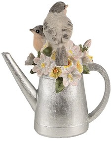 Dekorácia vtáčiky na kanvičke s kvetmi - 11*8*13 cm