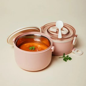 Set dvoch obedových boxov POPPIE ružový 750069