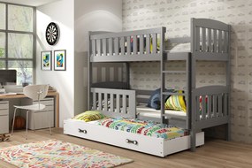 Interbeds Poschodová posteľ Kubus grafit rozkladacia s matracom 200cm x 90cm - biela
