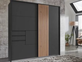 Šatníková skriňa Coburg, 180 cm, grafit/dub artisan%