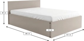 Posteľ SOFIA 120 x 200 cm, kašmírovo béžová Rošt: S latkovým roštom, Matrac: Matrac COCO MAXI 20 cm