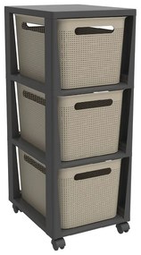 Čierno-béžový plastový pojazdný regál 30x77 cm Brisen - Rotho