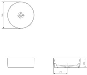 Cersanit K114-020 CREA umývadlo na dosku, pr. 38 cm, keramika, lesklá biela