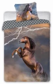 Bavlnená posteľná bielizeň Horses 003 Blesk 140x200 cm