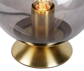 Art Deco stolná lampa mosadz s dymovým sklom - Pallon