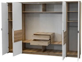 Šatníková skriňa Persearo 310, Farby: dub grand natural / biela + dub grand natural