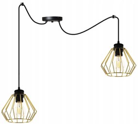 Závesné svietidlo Nuvola Spider 1, 2x zlaté drôtené tienidlo